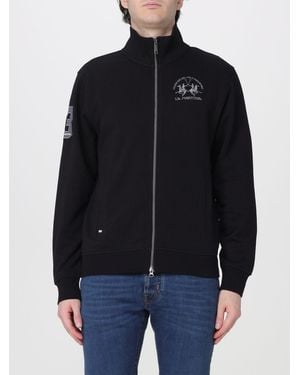 La Martina Turtleneck Zip-Up Sweatshirt With Contrast Logo - Blue