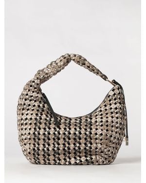 Borbonese Check Print Recycled Nylon Hobo Bag With Woven Handle - Multicolor