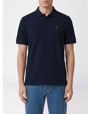 Burberry Polo De Piqué De Algodón Con Logo Ekd Bordado - Azul