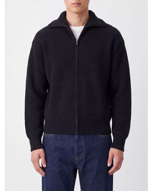 Lemaire High-Neck Zipped Wool Cardigan - Blue