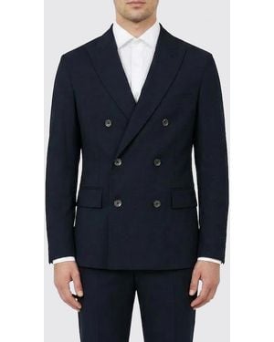 Paolo Pecora Double-Breasted Cotton Blazer - Blue