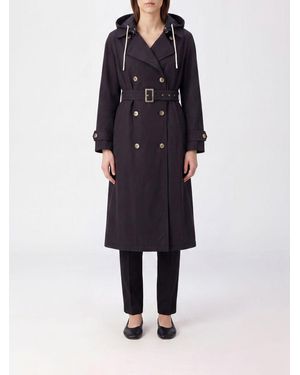 Herno Double-Breasted Water-Repellent Cotton Trench Coat With Removable Hood - Blue