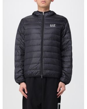EA7 Gefütterte Nylon-Daunenjacke Mit Logo - Blau