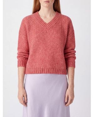 Roberto Collina V-Neck Alpaca And Wool-Blend Sweater With Ribbed Trims - Red