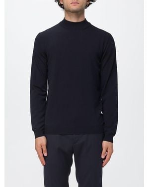Zanone Crew Neck Wool Blend Sweater With Long Sleeves - Blue