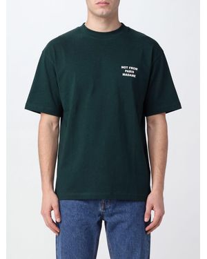Drole de Monsieur Cotton T-Shirt With Logo Print And Dropped Shoulders - Green