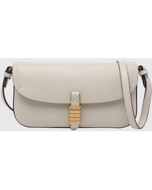 Pinko Saddle Flat Leather Bag - White