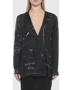 Rick Owens Camisa De Mezcla De Algodón Estampado - Negro