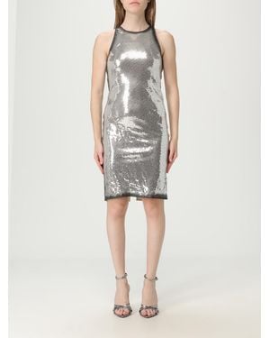 The Attico Sleeveless Dress With Round Neck And Back Zip Closure - Metallic