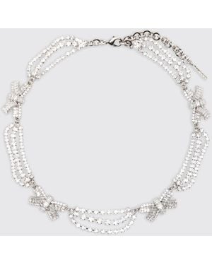Alessandra Rich Brass Necklace With Set Rhinestones - White