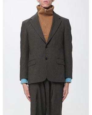 Paura Blazer De Un Botón De Con Cuello De Solapa Y Logo Aplicado - Gris