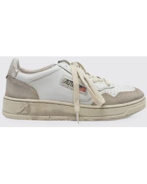 Autry Medalist Low Super Vintage Bicolor Leather Sneakers With Worn Effect - White