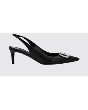 Philipp Plein Gothic Monogram Leather Slingback Pumps With A Mid Heel - Black