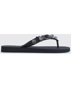 Balenciaga Studded Rubber Thong Sandals With Decorative Buckle - White