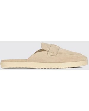 Tory Burch Suede Low Heel Mules With Double T Logo By - Natural