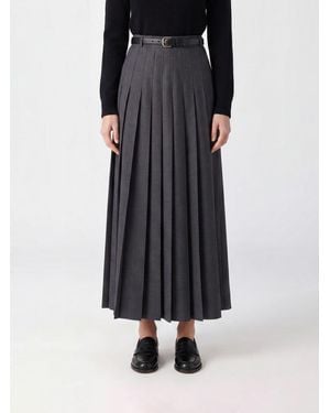 Self-Portrait High-Waisted Pleated Wool-Blend Midi Skirt With Belt - Black