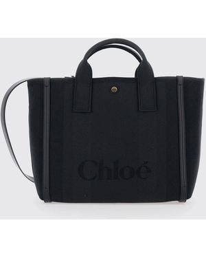 Chloé Chlo&Eacute Bolso Carry Grande De Lona De Algodón - Negro