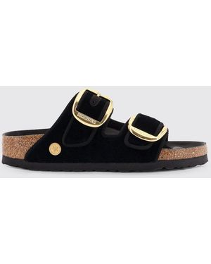 Birkenstock Arizona Big Buckle Velvet Sandals - Black