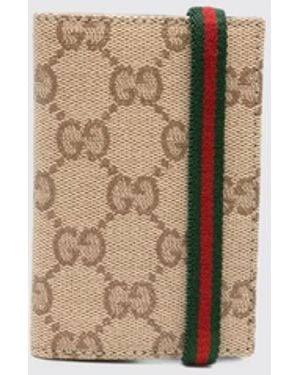 Gucci Tarjetero Bifold En Lona Gg Supreme Con Detalle De Tribanda Web - Blanco