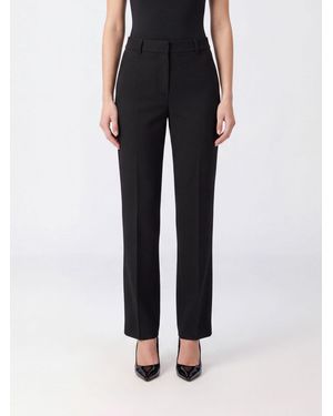 Patrizia Pepe Straight Leg Tailored Crêpe Trousers With Slant Pockets - Black