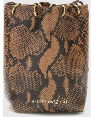 Benedetta Bruzziches Doudou Python Print Mini Bucket Bag - Brown