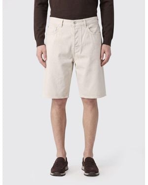 ICON DENIM Cotton Denim Bermuda Shorts With 5-Pocket Design - Natural