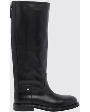 Poeve Smooth Calfskin Knee-High Boots With Back Zip And A Low Heel - Black