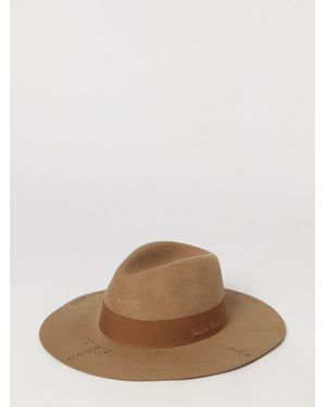 Golden Goose Wide-Brimmed Wool Felt Hat With Embroidered Logo - Brown