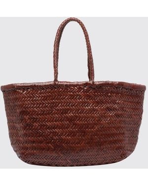 Dragon Diffusion Woven Leather Handbag With Double Handle - Brown