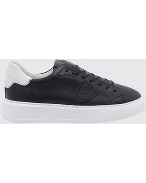 Philippe Model Temple Low Low-Top-Sneakers Aus Glattleder Mit Schild-Logo - Schwarz