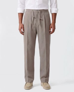 BOSS Slim Fit Stretch Cotton Trousers With Drawstring - Grey