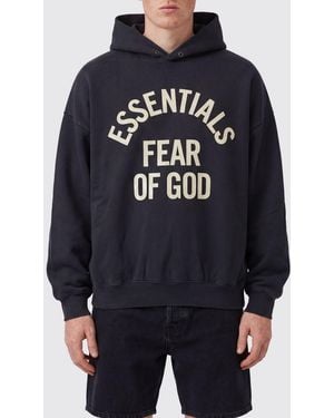 Fear Of God Cotton Hoodie With Contrast Logo - Blue