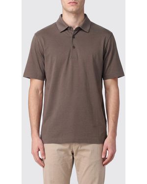 Herno Short-Sleeve Cotton Polo Shirt With Three-Button Placket - Grey