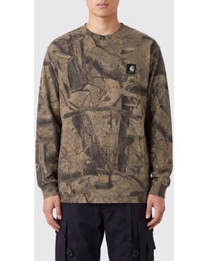 Carhartt Long-Sleeved Organic Cotton T-Shirt With Graphic Print - Brown