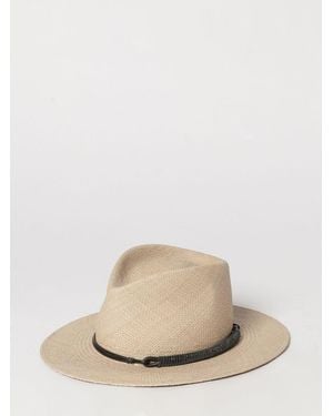 Brunello Cucinelli Raffia Hat With Jewel Ribbon - Natural
