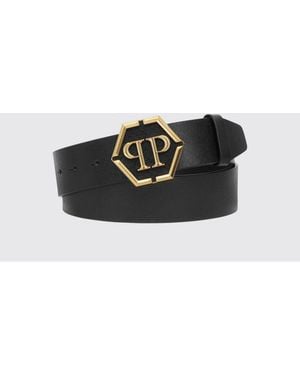 Philipp Plein Embossed Leather Belt - Black