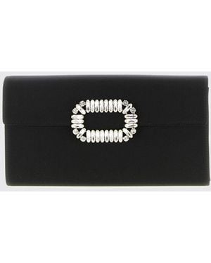 Roger Vivier Pilgrim Satin Clutch With Jewel Buckle - Black