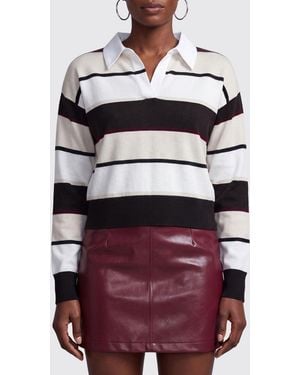 Mrz Striped Long-Sleeve Virgin Wool And Cashmere Polo - White
