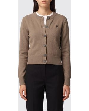 Ami Paris Crewneck Cardigan - Natural