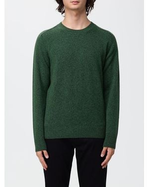 Brooksfield Pure Wool Crew-Neck Sweater With Ribbed Trims - Green