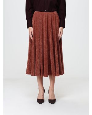 Alberta Ferretti High-Waisted Smooth Velvet Full Midi Skirt - Red
