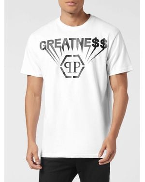 Philipp Plein Camiseta De Punto De Algodón Con Maxiestampado De Logo Frontal - Blanco