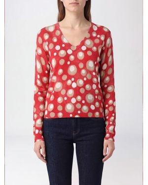 In bed with You Jersey De Pura Lana Con Lunares, Cuello De Pico Y Ribetes Acanalados - Rojo