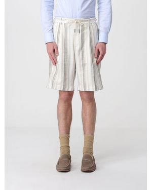 Tagliatore Classic Striped Linen Blend Shorts - White