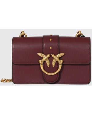 Pinko Love Bag One Studded Leather Mini Crossbody Bag With Logo - Purple