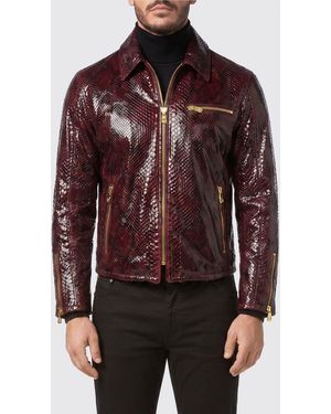 Billionaire Python Leather Jacket - Red