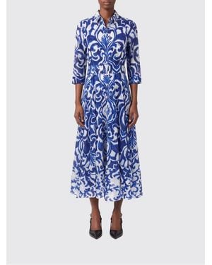 Samantha Sung Aster Midi Printed Cotton Dress - Blue