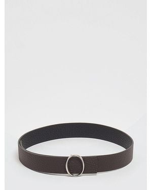 Orciani Cinturón Ajustable De Piel Martillada De Con Hebilla De Encastre - Gris