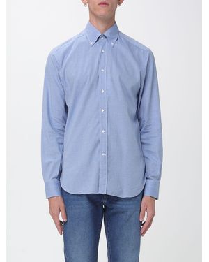 Luciano Barbera Cotton Shirt With Button-Down Collar And Long Sleeves - Blue