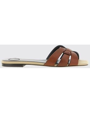 Saint Laurent Tribute Leather Mules - Brown
